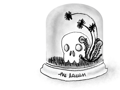 The death of the lawn editorial hand drawn illustration pencil