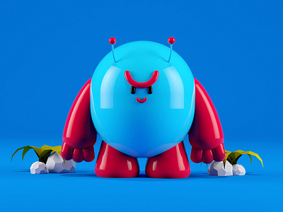 Little Monster 1 3d art 3d artist alien colorful illustration low poly minimal modeling space