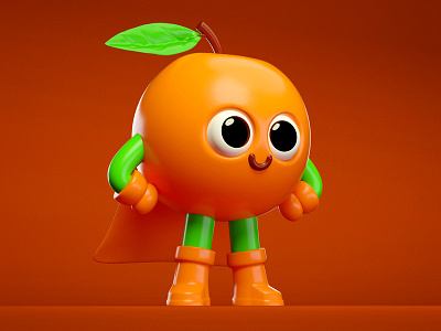 Super Orange 3d art 3d artist character design cinema 4d colorful fruit illustration juice modeling orange simply super hero