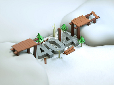 Error 404 3d art 3d artist 404 404 error 404 error page bridge broken cinema 4d colorful illustration interface low poly minimal modeling simply snow ui ux webdesign website