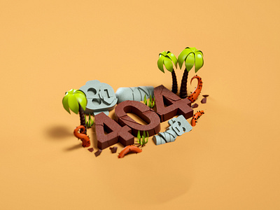 Error 404 3d art 3d artist 404 404 error cinema 4d colorful desert illustration low poly minimal modeling nature palms simply ui uidesign ux design webpage design