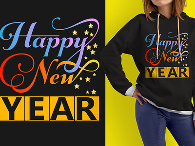 HAPPY NEW YEAR TYPOGRAPHY T SHIRT DESIGN