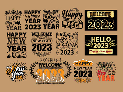 Happy New Year Bundle happy new year new year bundle new year png new year svg t shirt design typography design welcome 2023