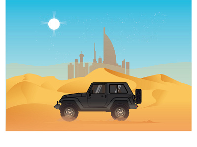 We're going to Burj Khalifa~ 4x4 burj khalifa car design dessert dubai flatdesign icon iconographer illustration jeep lineart rubicon vector