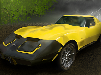 77 Vette car corvette digital digital art realism