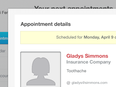 Appointment Details Modal appointment details doctor helvetica modal