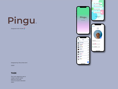 PINGU messenger (A social media platform) branding chat figma graphic design ui
