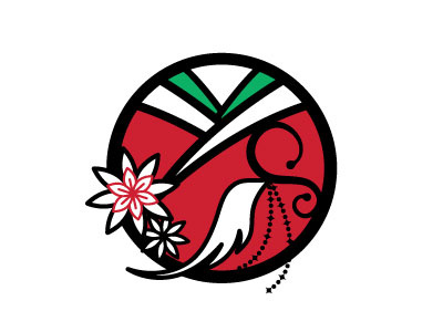 Kimono logo02 flower japan kimono logo red wing