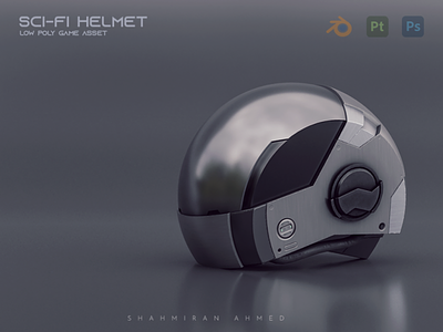 Sci-fi Helmet Low Poly Game Asset