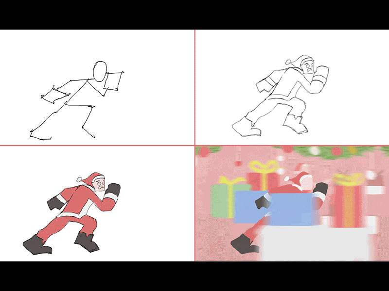Christmas Run - Process Steps animation christmas drawing framebyframe photoshop process