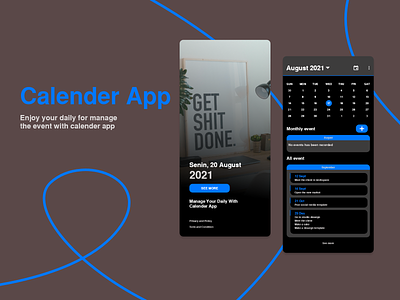 calender app black edition desaign ui uidesaign ux uxdesaign