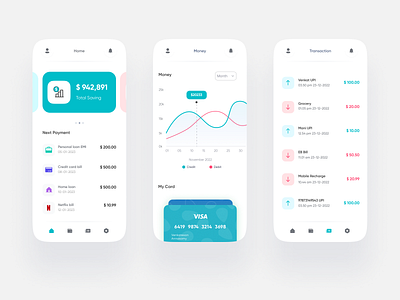 Dashboard for a bank user mobile concept app ui design bank app mobile app ui design ux design