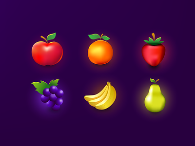 Fruit Icon apple banna cherry fruit fruit icons grapes icon illustration orange pear
