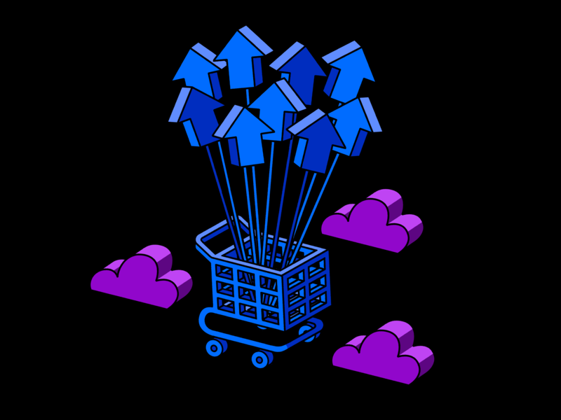 Lift Checkout Conversion art balloons bolt cart checkout clouds design float illo illustration sky