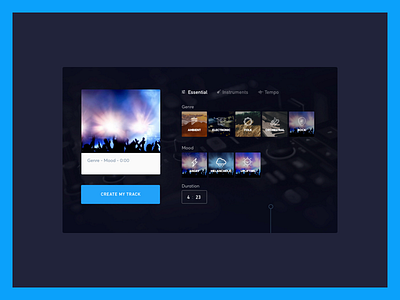 Jukedeck Track Creator compose create customise form music songs track ui ux