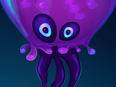 Jelly eyes fluo game illustration ios jelly jellyfish mask tentacles violet