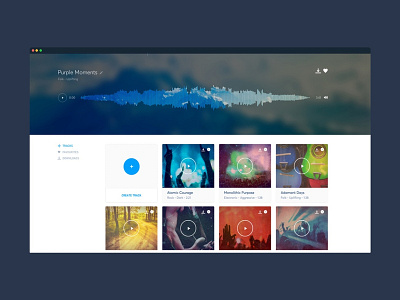 Jukedeck card customise dashboard dashboard ui list minimal music music app play player ui soundwaves tracks ui ux