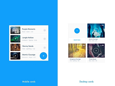 Jukedeck Cards cards clean app dashboard desktop flat design mobile music music app responsive ui ui components ui ux