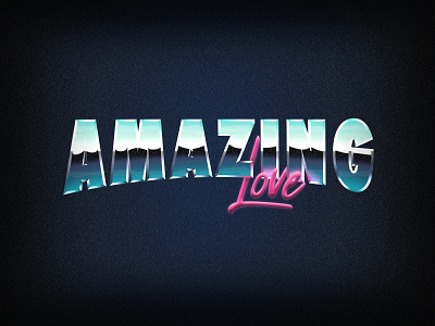 Amazing love 80s chrome design illustration letters neon retro typography