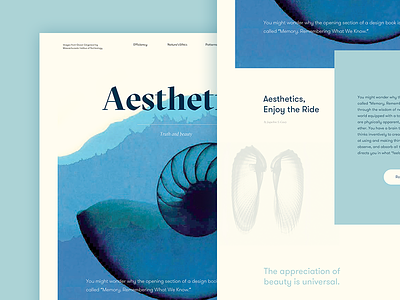 Aesthetics aesthetics blog post blue golden ratio grilli type layout marine seashells ui