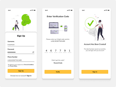 Sign Up Mobile UI login registration sign in sign up verification