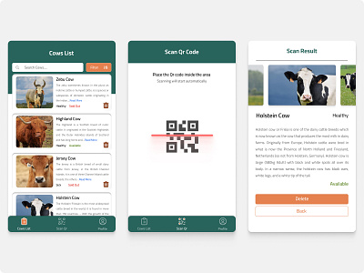 Cows Inventory barcode cows app farm farm house inventory mobile ui qr code scanner