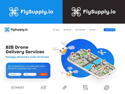 FlySupply - B2B Drone Delivery Services branding design illustrator logo typography ui ux web website