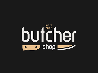 Butcher Shop branding butcher design flat identity illustration illustrator knife lettering logo minimal shop type typography vector
