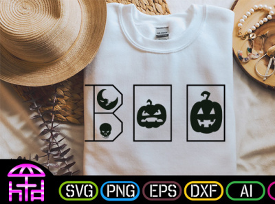 BOO boo graphic design halloween png svg the best t shirt