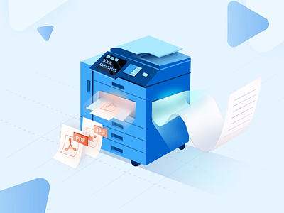 Printer 2.5d design equipment illustration