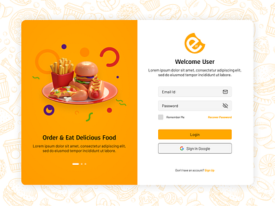 UI design Challenge: Login screen for Food Deliver Website