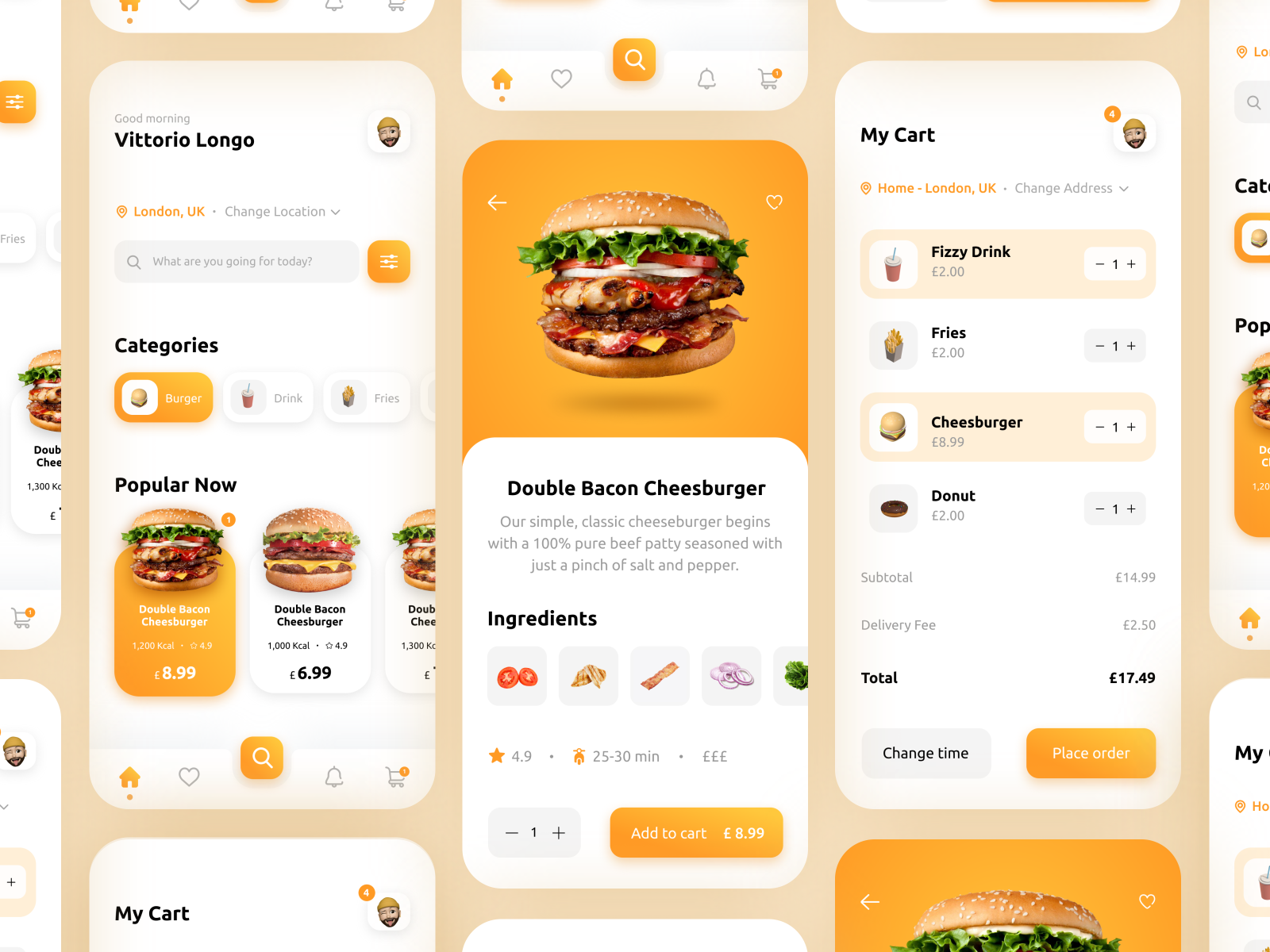 Food Delivery App Concept by Vittorio Longo on Dribbble