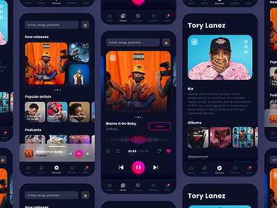 Music Streaming App Concept app apple debuts design gradient inspiration inspirational interface london musicapp purple streaming ui uidesign ux vector