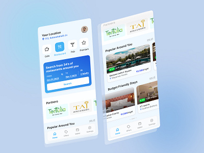 Stay Finder Application - Home screen design