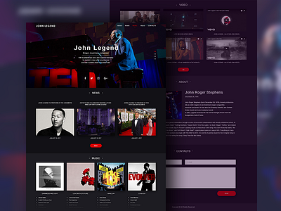 Musician Website Design azerbaijan baku black design john legend musician ui ux website