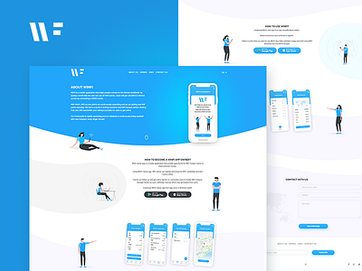 Winfi app - Landing page android app application characters design illustrator ios landingpage photoshop webdesign website website design