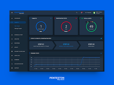 Dashboard redesign for PENTESTON cyber dashboard design penteston redesign security ui ux web webdesign