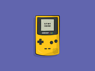 Stay home buttons clean color design gameboy gameboy color gaming graphic illustration old school oldschool purple retro screen vector yellow