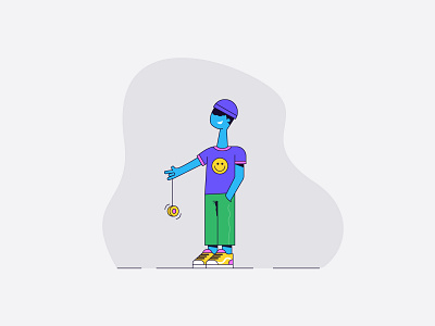 Yoyo player character character design characterdesign color design hat illustration illustrator lines outline shoe smile smiley sneaker sneakers tee vector yoyo