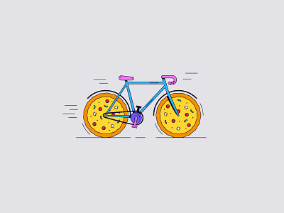 Pizza delivery bike bike ride biker biking clean color colors delivery design fast graphic illustration illustrator lines pizza pizzaslice ride slice vector