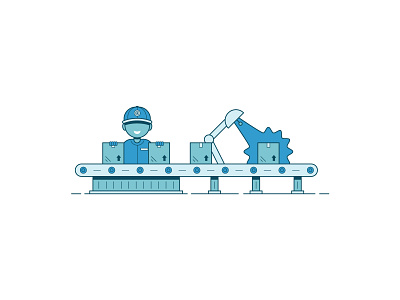 Factory illustrations pt. 1 assembly assembly line blue clean color colors customer design factory graphic happy illustration illustrator lines package package design vector work worker