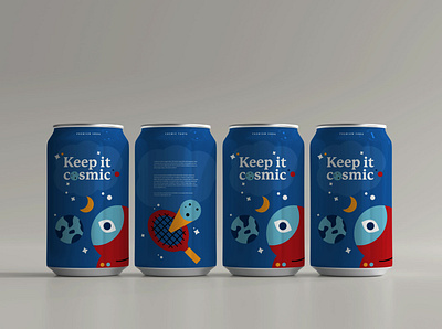 Cosmic soda beer beer can branding can can design clean cosmic design graphic illustration illustrator packaging planet soda soda can space tennis vector