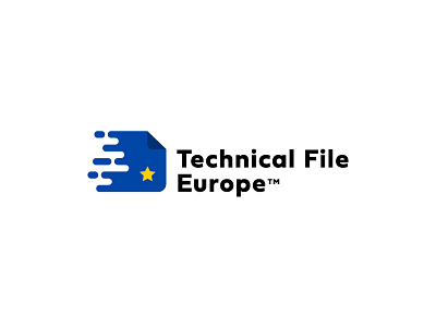 Technical File Europe blue blue and yellow clean europe file icon logo print technical text yellow