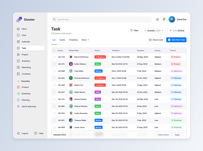 Stacker – Table crm design table ui ux