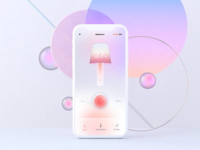 Lamp switcher UI 3d calm energy homepage iphone lamp operating system os smart smarthome tabs tabsicons temperature ui visual visual art visual design visual identity