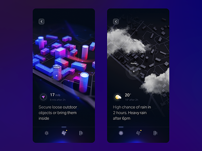 Weather iOS app 3d ar art c4d character city cityscape clouds home lidar map maps navigate navigation rain ui weather weather app weather forecast weather icon