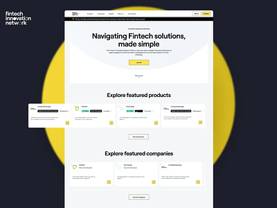 Fintech Innovation Network art direction design fintech layout page platform typography ui ux web website