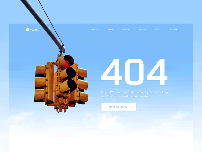 IoT Corporate Website Animated 404 Page 404 animation clouds error motion sky startup trafficlight ui web zajno