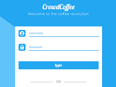 CrowdCoffee log-in page app design mockup sketch