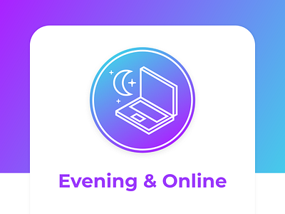 Evening & Online button computer gradient icon night school uiux university